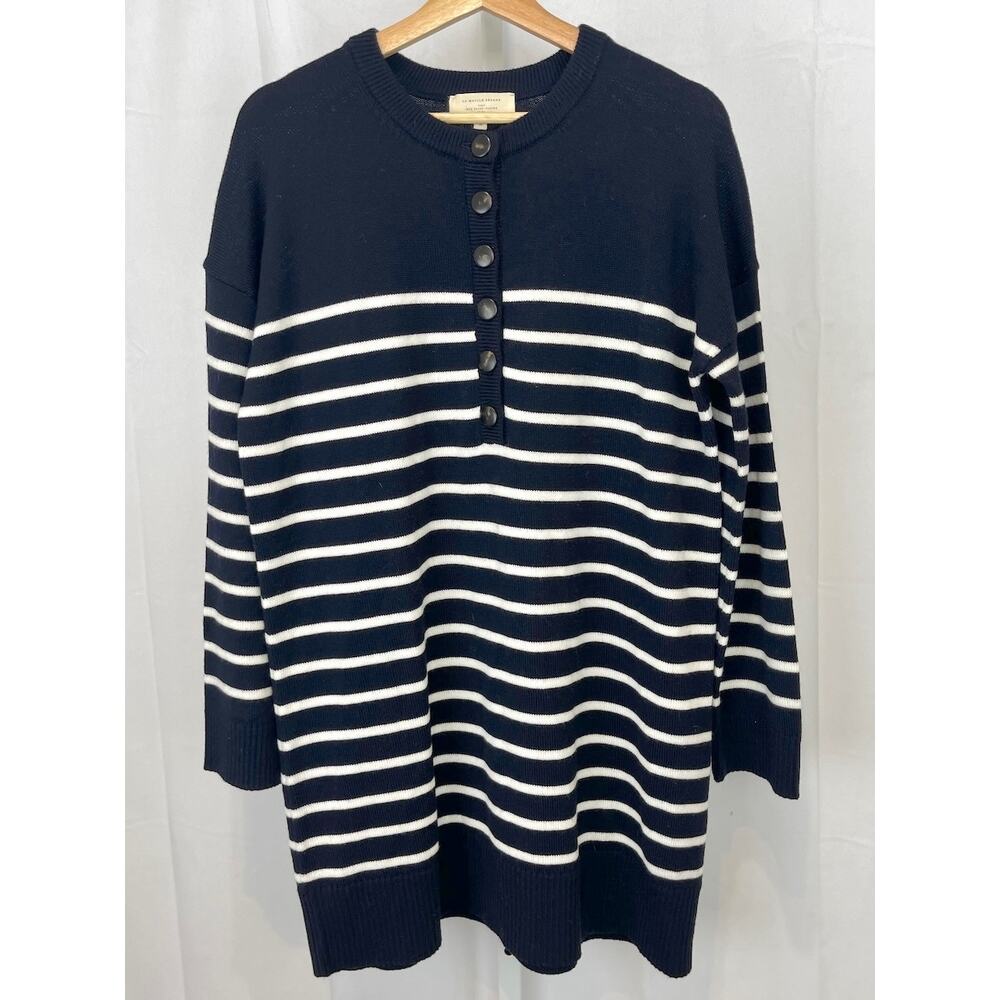 Sezane Evelyn Navy and White Striped Mini Dress Size M